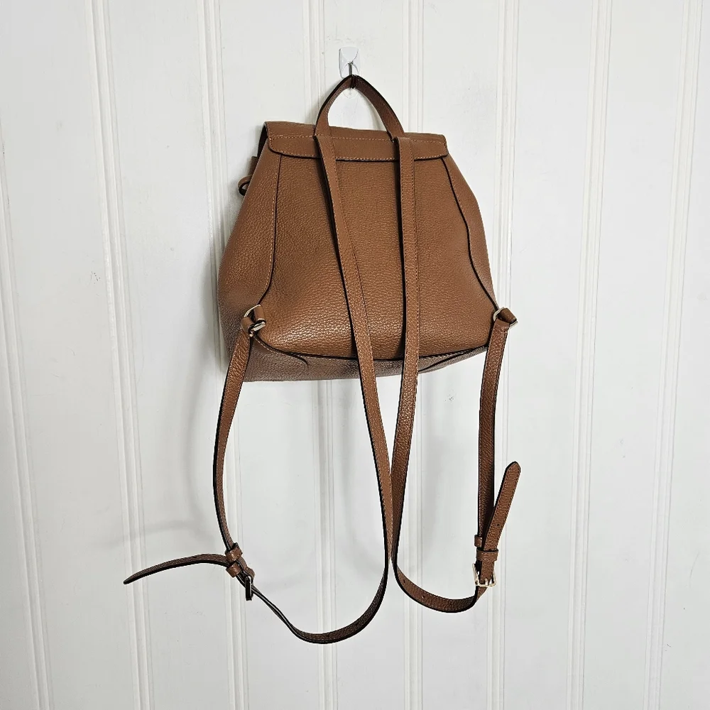 Kate Spade Backpack OS Leila Medium Flap Pebbled Leather Warm Gingerbread Brown